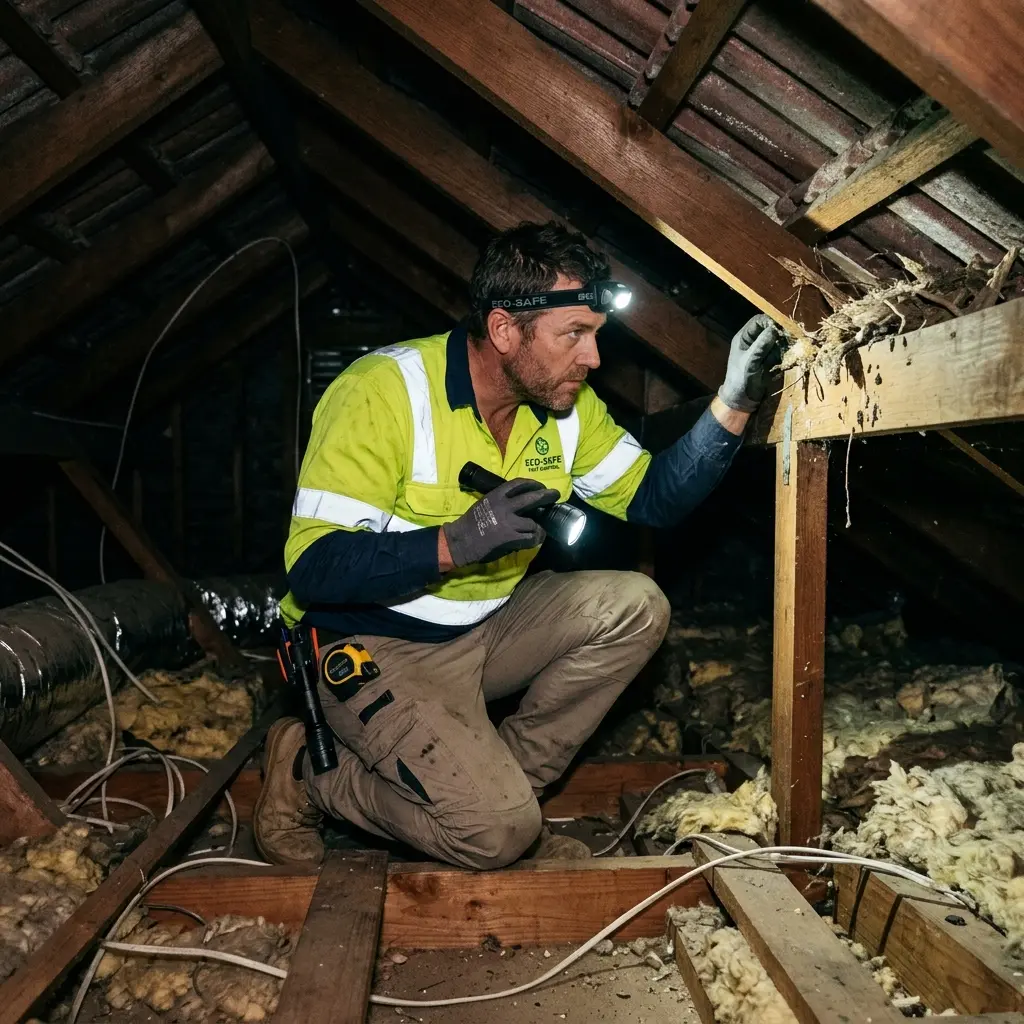 Technician using detection equipment to locate a dead rat inside a Gembrook wall cavity